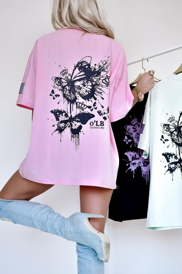 OVERSIZOWY T-SHIRT BUTTERFLY | PUDER