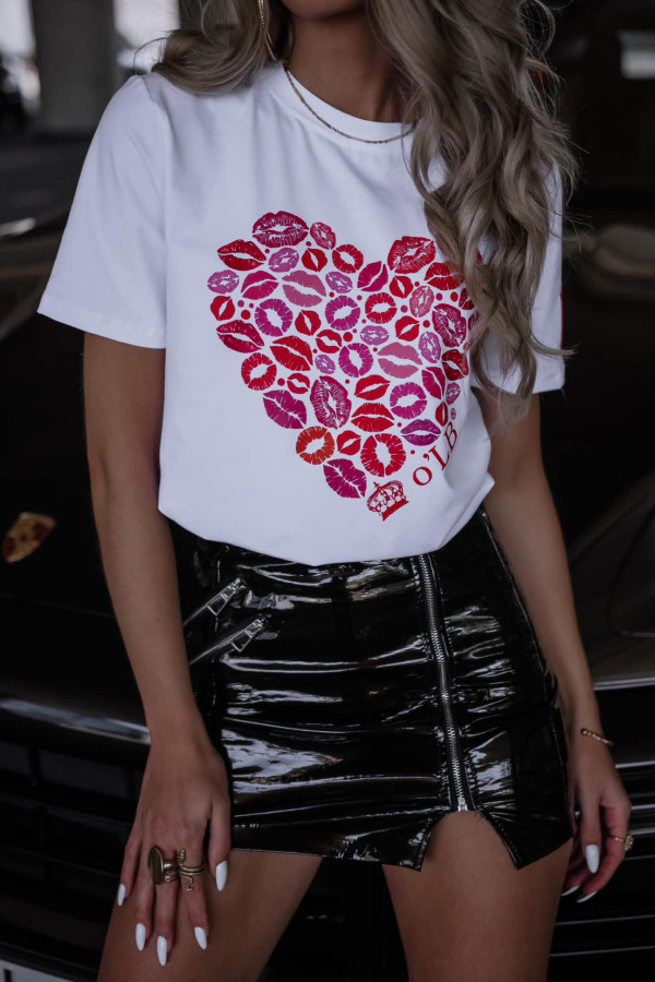 T-SHIRT LIPS HEART| WHITE 1