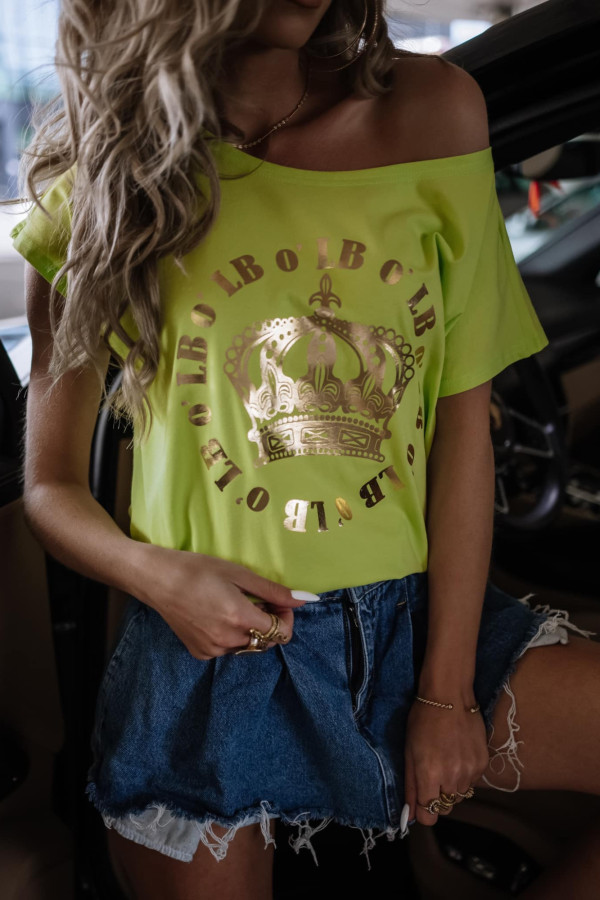 OVERISOZWY T-SHIRT GOLD QUEEN HAVANA | GREEN APPLE