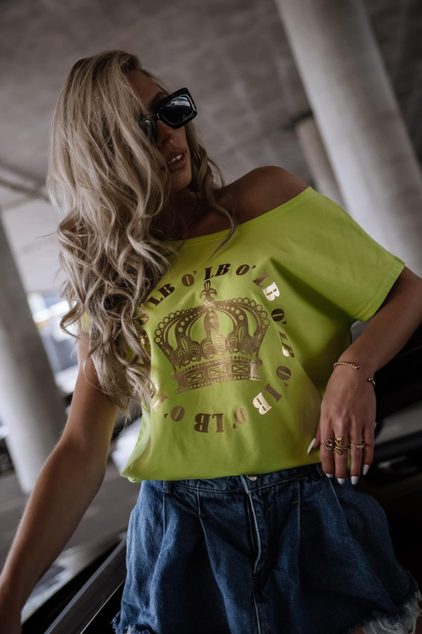 OVERISOZWY T-SHIRT GOLD QUEEN HAVANA | GREEN APPLE 1