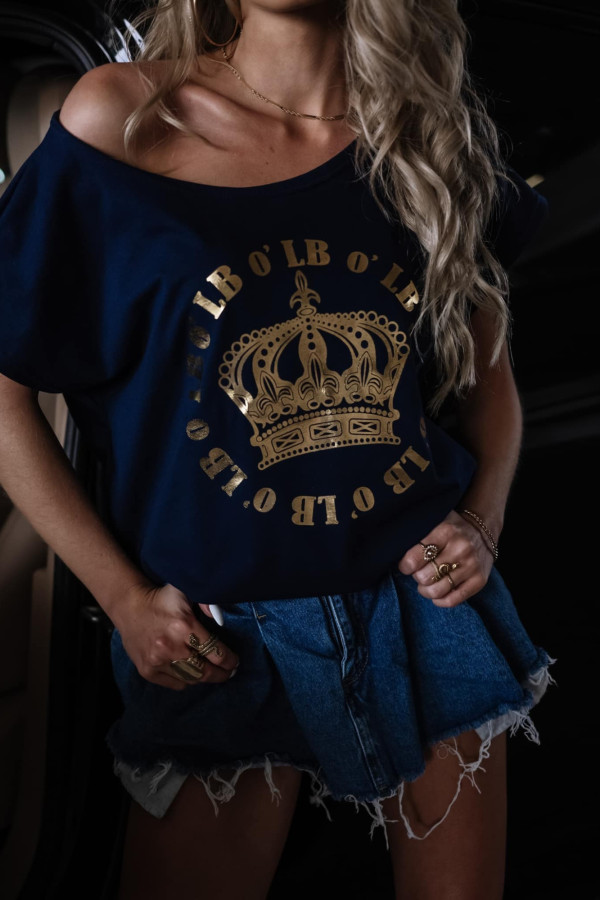 OVERISOZWY T-SHIRT GOLD QUEEN HAVANA | GRANAT