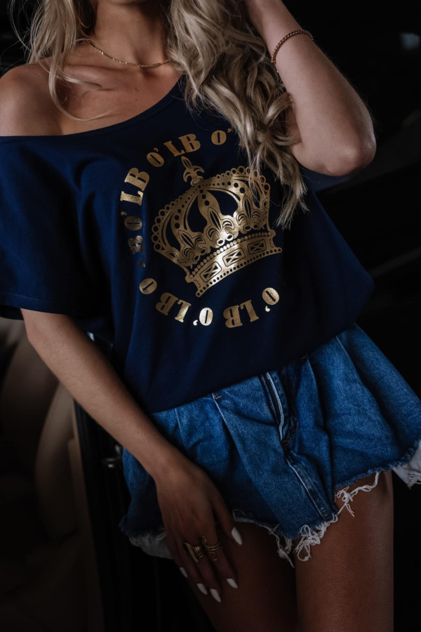 OVERISOZWY T-SHIRT GOLD QUEEN HAVANA | GRANAT 1