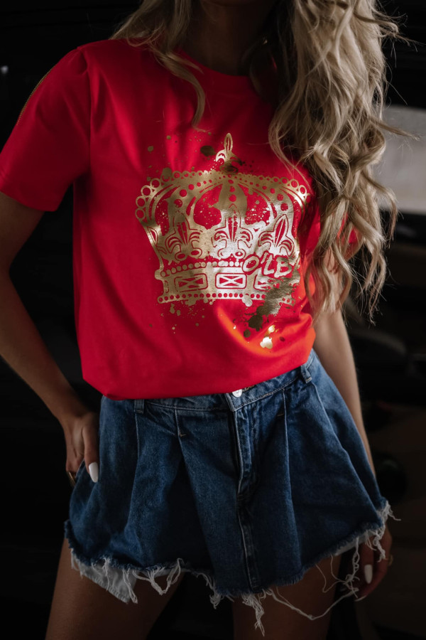 T-SHIRT ZIP GOLD QUEEN| RED 3