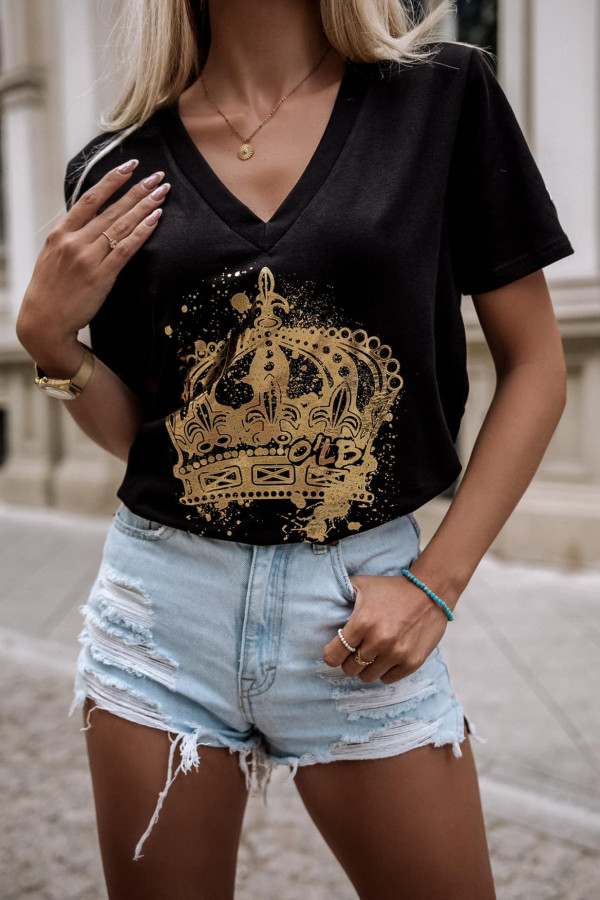 T-SHIRT GOLD QUEEN| BLACK