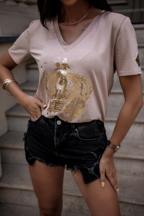 T-SHIRT GOLD QUEEN| BEIGE