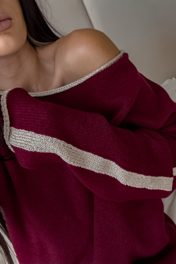 SWETER ALMOND Z WEŁNĄ| BORDO