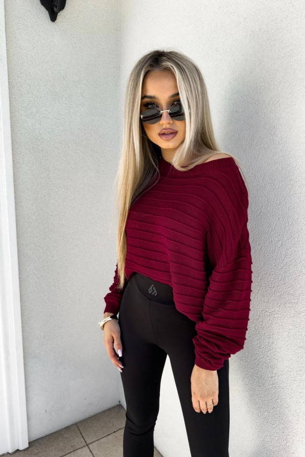 SWETER MALIBU AUTUMN Z KASZMIREM|BORDO