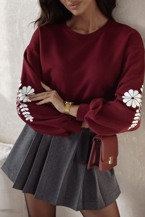 BLUZA FOLK BLOOM| BORDO