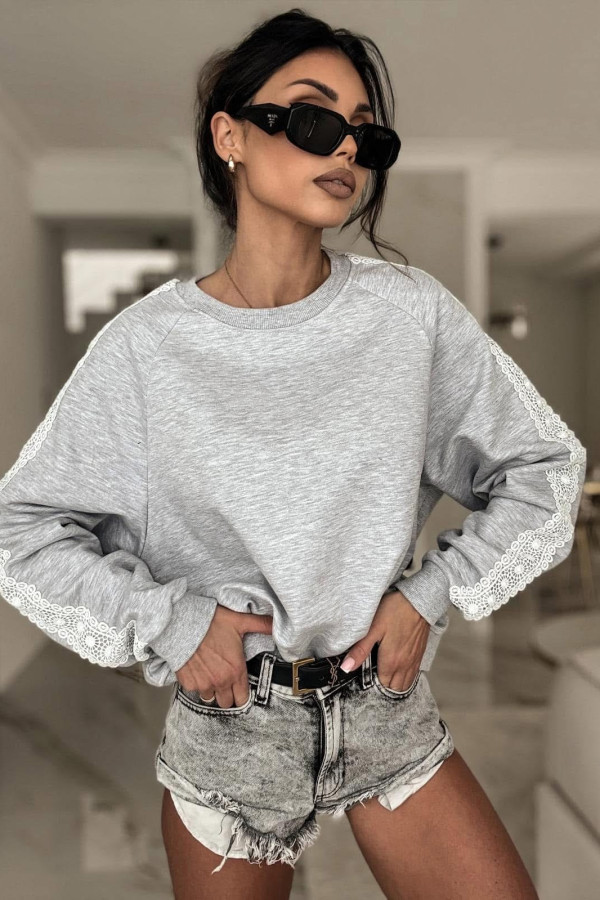 BLUZA BELLA Z KORONKĄ| GRAY 3