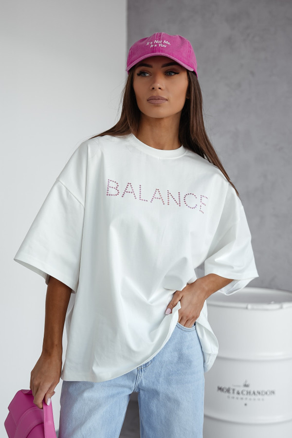 OVERSIZOWY T-SHIRT BALANCE |WHITE