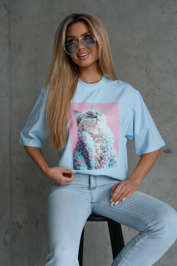 OVERSIZOWY T-SHIRT LADY SWEET |BABY BLUE