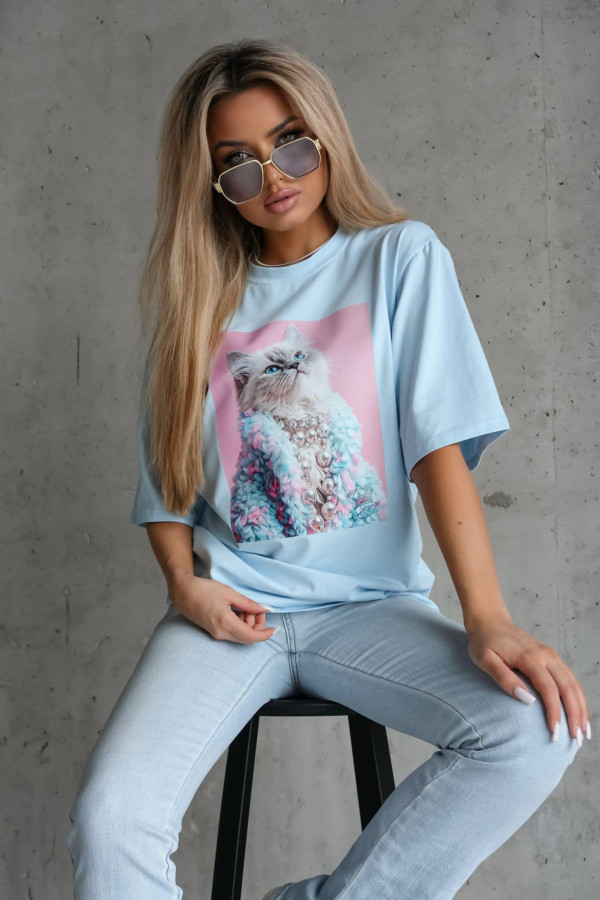 OVERSIZOWY T-SHIRT LADY SWEET |BABY BLUE 1