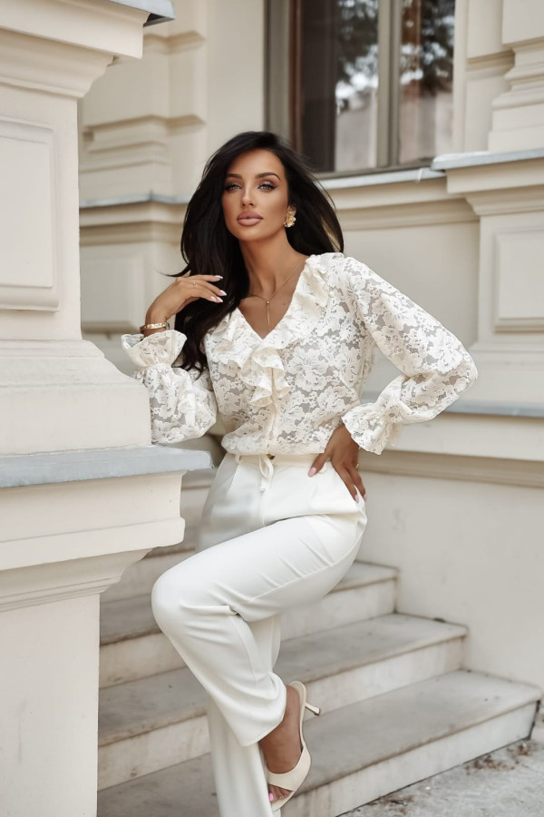 KORONKOWA AŻUROWA KOSZULA PORTOFINO | CREAM 1