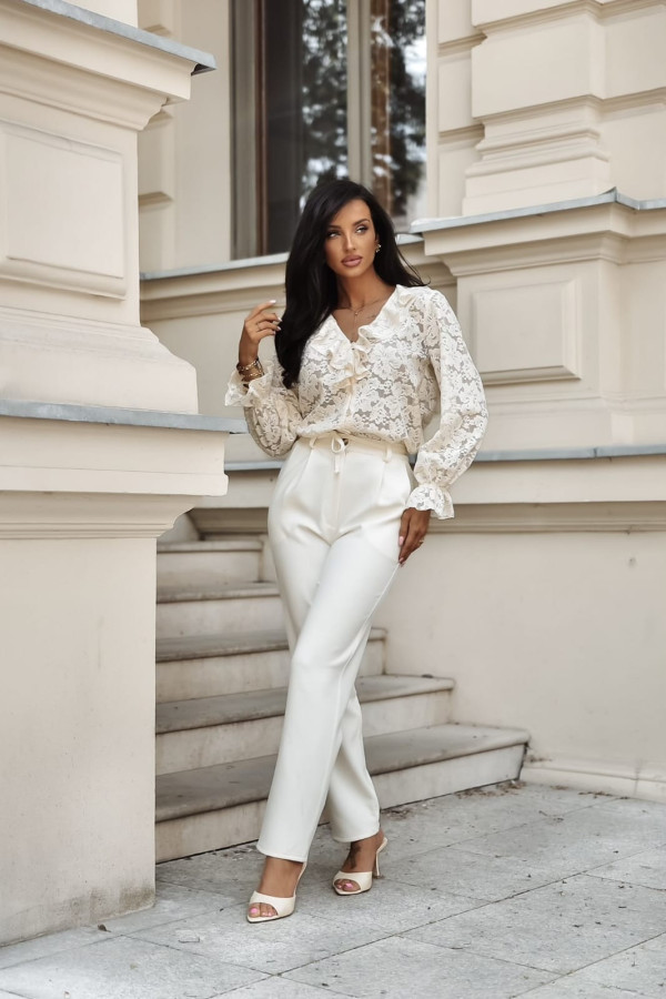 KORONKOWA AŻUROWA KOSZULA PORTOFINO | CREAM 2