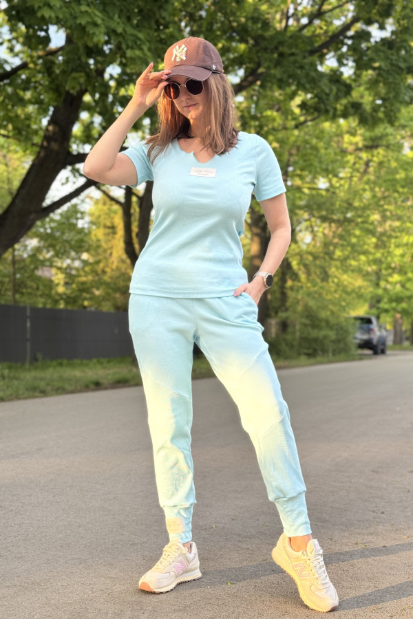 PRĄŻKOWANY ELASTYCZNY KOMPLET SUMMER | BLUE