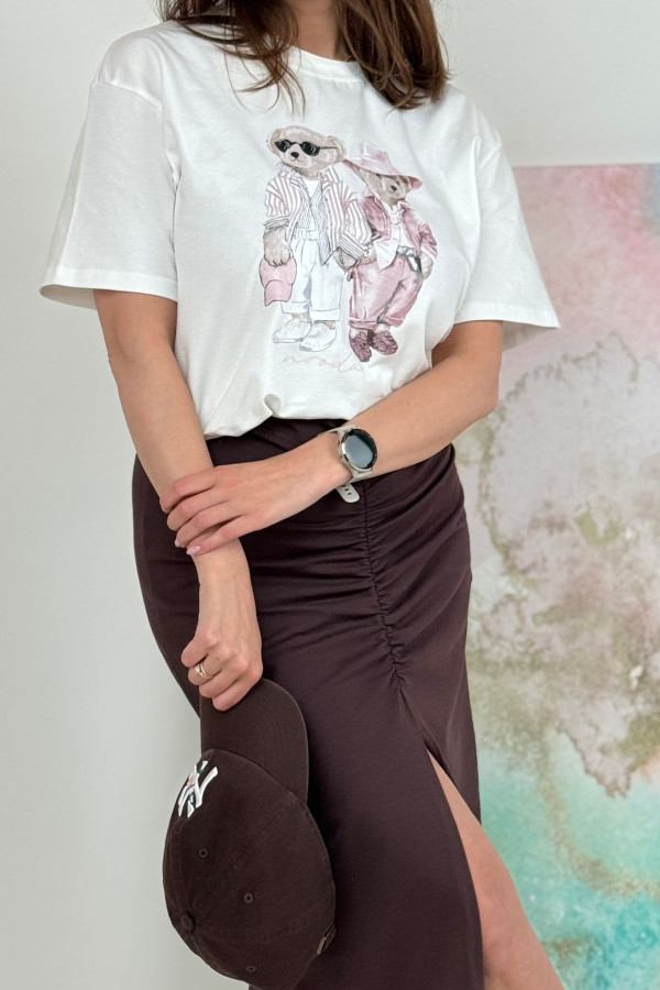 T-SHIRT TEDDY MOOD RÓŻ| WHITE 1