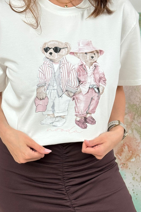 T-SHIRT TEDDY MOOD RÓŻ| WHITE