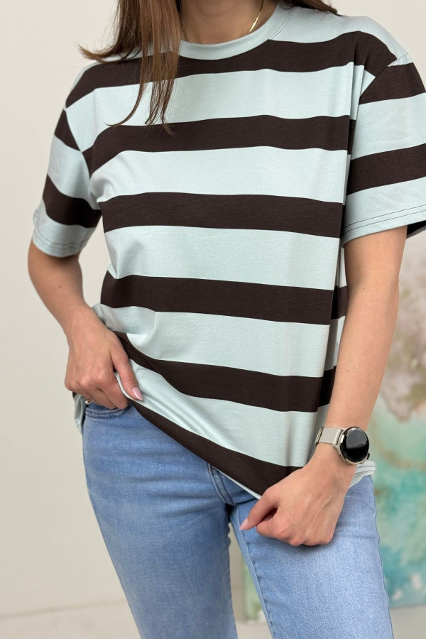 T-SHIRT NOODA W CZEKOLADOWE PASY| MIĘTA 3