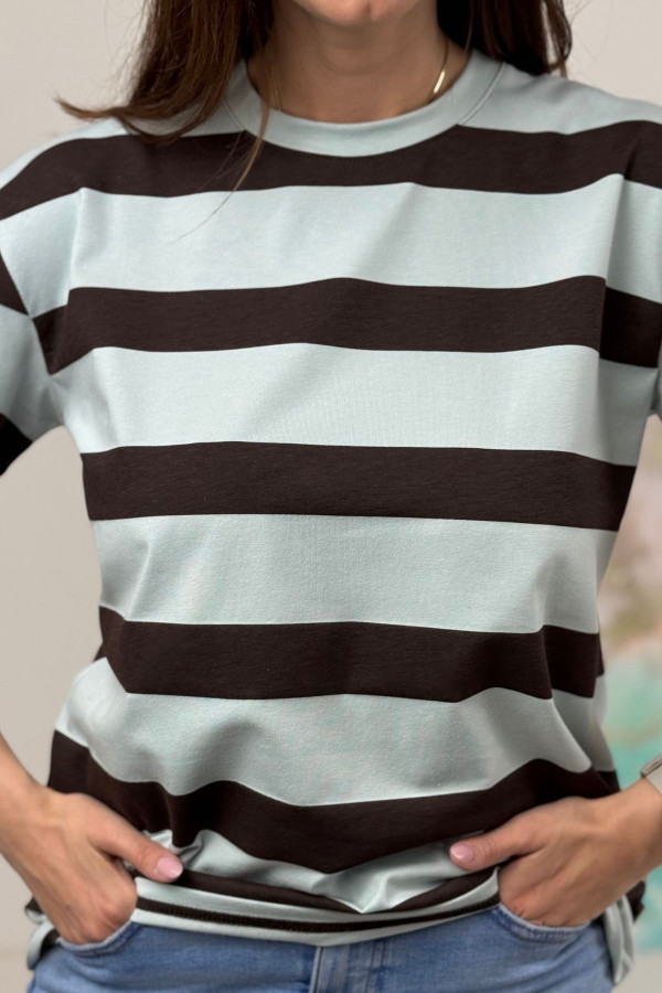 T-SHIRT NOODA W CZEKOLADOWE PASY| MIĘTA