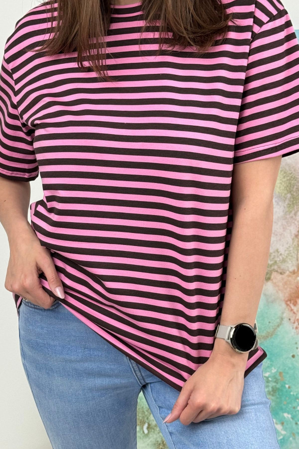 T-SHIRT NOODA W CZEKOLADOWE PASECZKI| RÓŻ 5