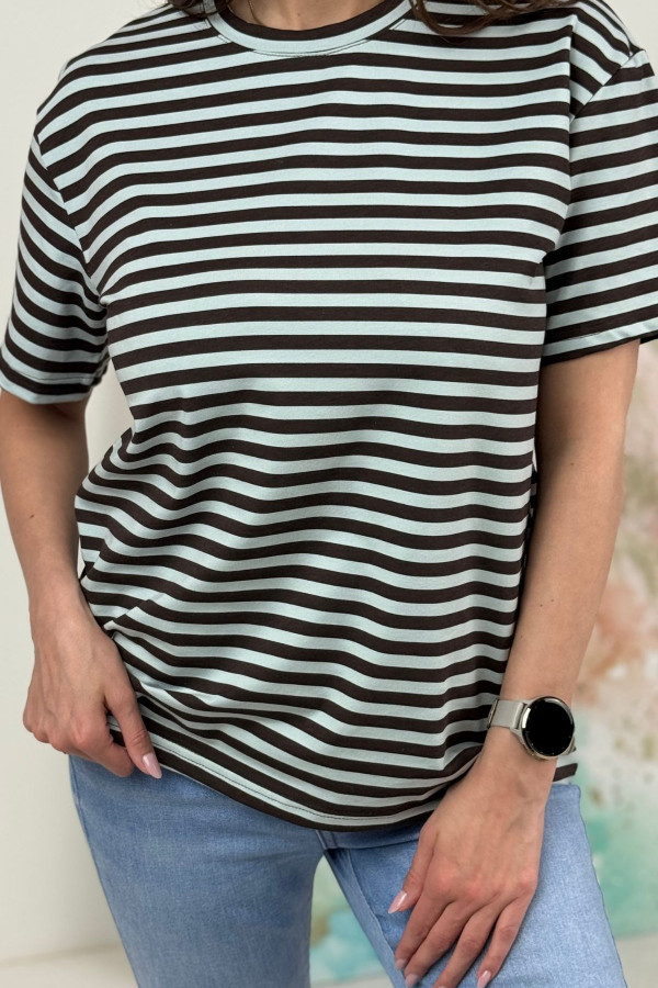T-SHIRT NOODA W CZEKOLADOWE PASECZKI| MIĘTA 6