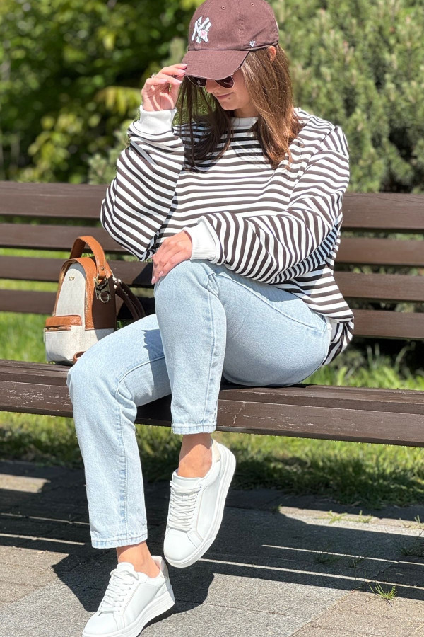 OVERSIZOVA BLUZA NOODA W PASKI| CZEKOLADA 6