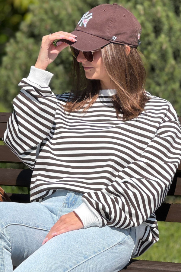OVERSIZOVA BLUZA NOODA W PASKI| CZEKOLADA 7