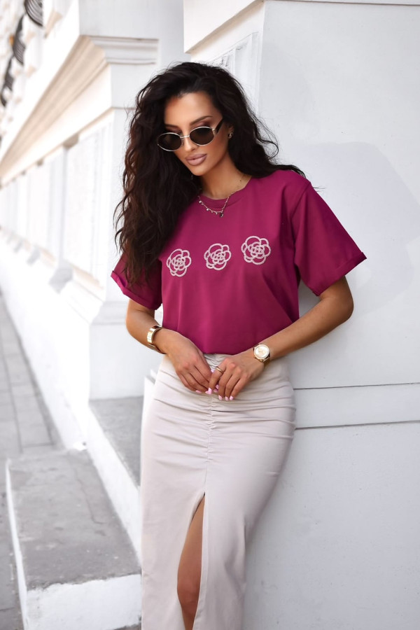 T-SHIRT MAGENTA FLOWERS 1