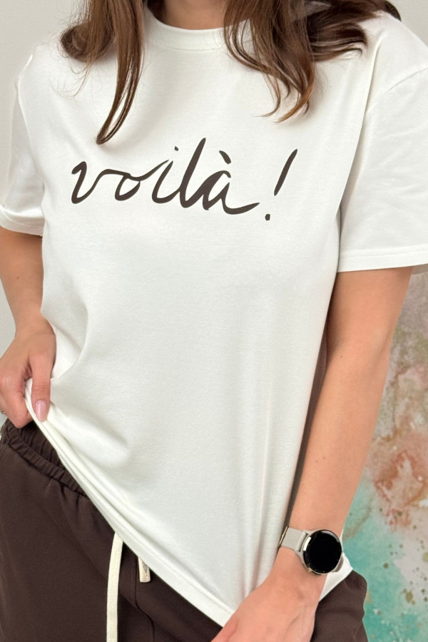 T-SHIRT VOILA CZEKOLADA| ECRU 5