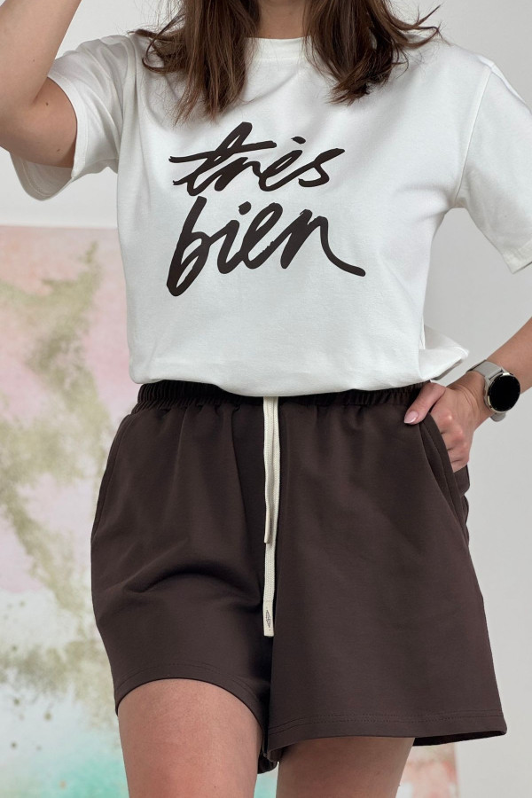 T-SHIRT TREIS BIEN CZEKOLADA| ECRU