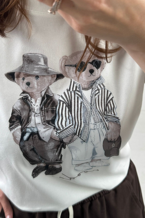 T-SHIRT TEDDY MOOD CZEKOLADA|ECRU 1