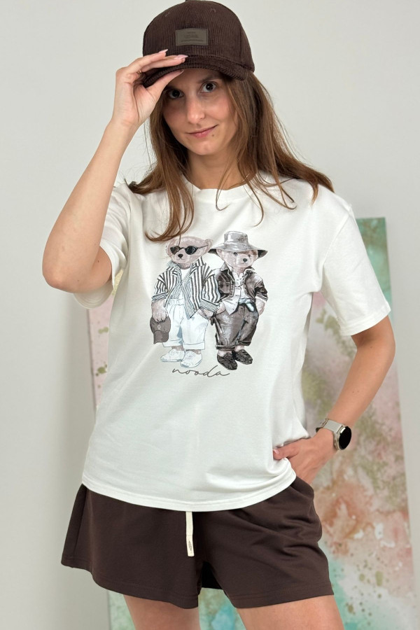 T-SHIRT TEDDY MOOD CZEKOLADA|ECRU 3