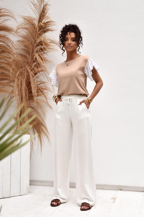 BAWEŁNIANA BLUZKA PANAMA| BEIGE 1