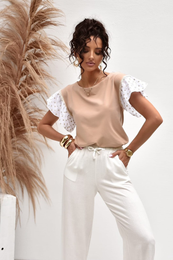 BAWEŁNIANA BLUZKA PANAMA| BEIGE 2